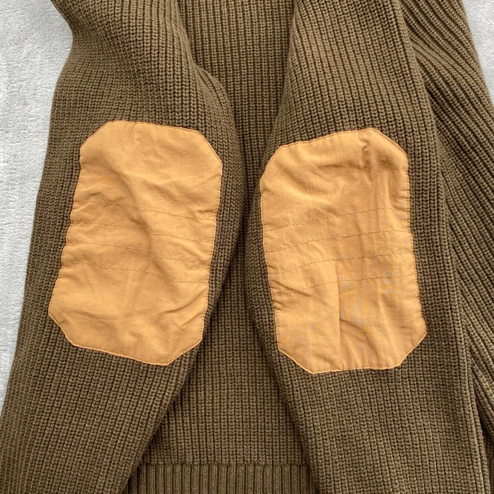Duluth Trading Co Mens XL Brown Shawl Collar Ribbed Heavy Sweater Elbow Patches